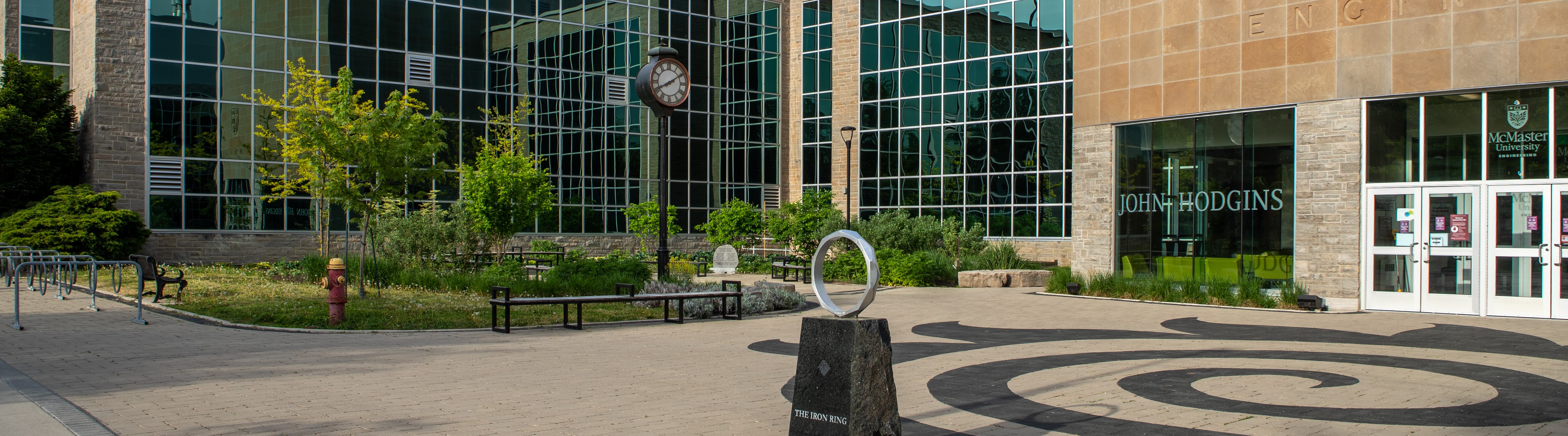 Photo of the iron ring outside the John Hodgins Engineering Building